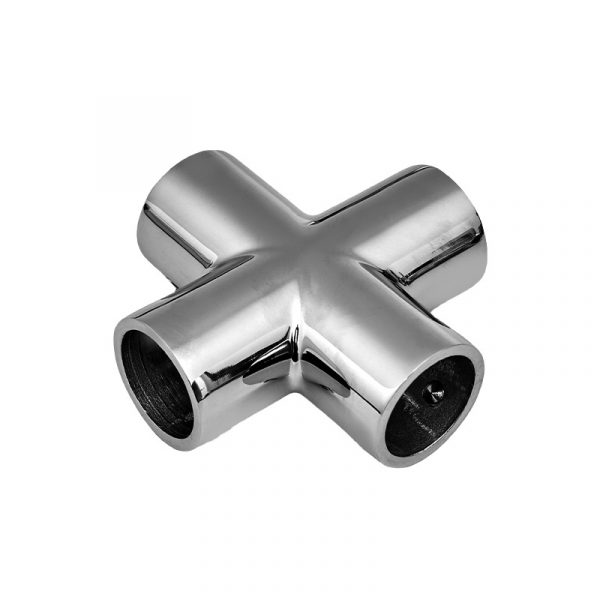 Rail Fittings for Boats China Cast Stainless Steel 316 4-way Cross Tee Fitting 22mm 25mm